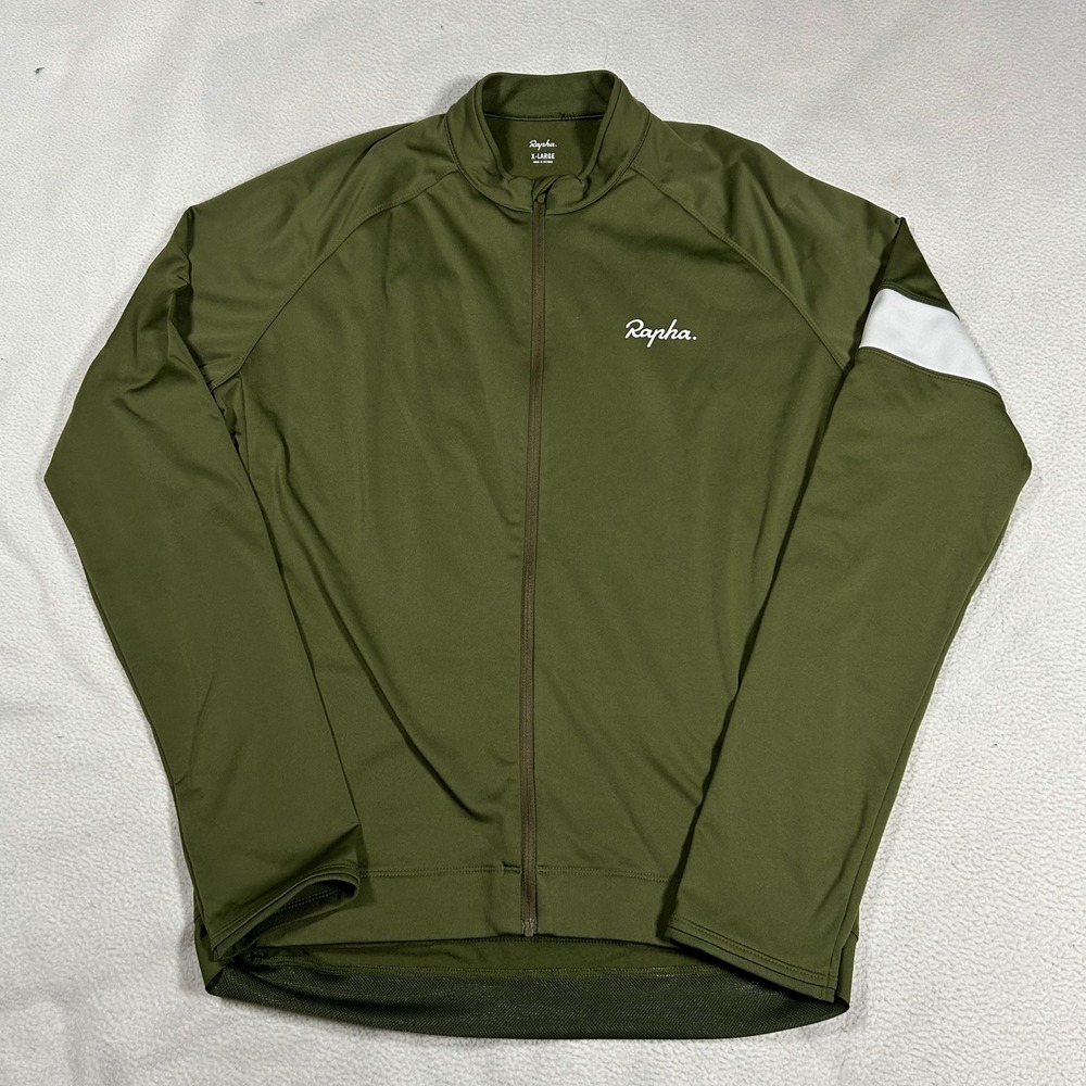 Rapha Cycling Jersey Womens XL Olive Green Long Sleeve Core Armband Zip